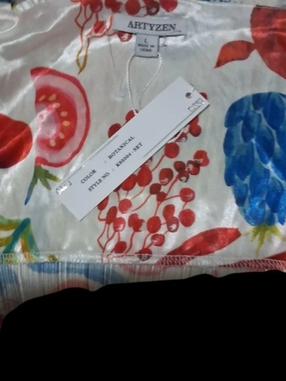 NWT Artyzen Pleated 2 Piece Pajama Short Set - Multicolor Size Large